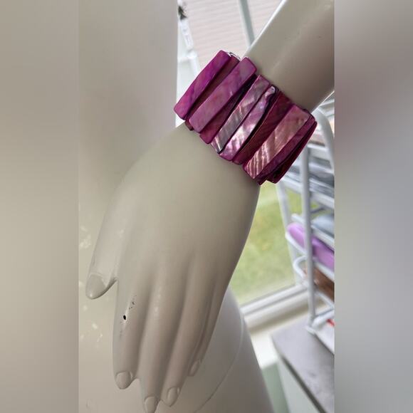 Jewelry - Fashion Pearl Essence Shell Purple Stretch Bracelet